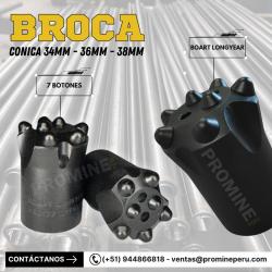 Brocas Cónicas de 34 mm, 36 mm y 38 mm para Perforación