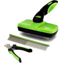 Cepillo Automático + Corta Uñas + Peine Kit Limpieza Mascota