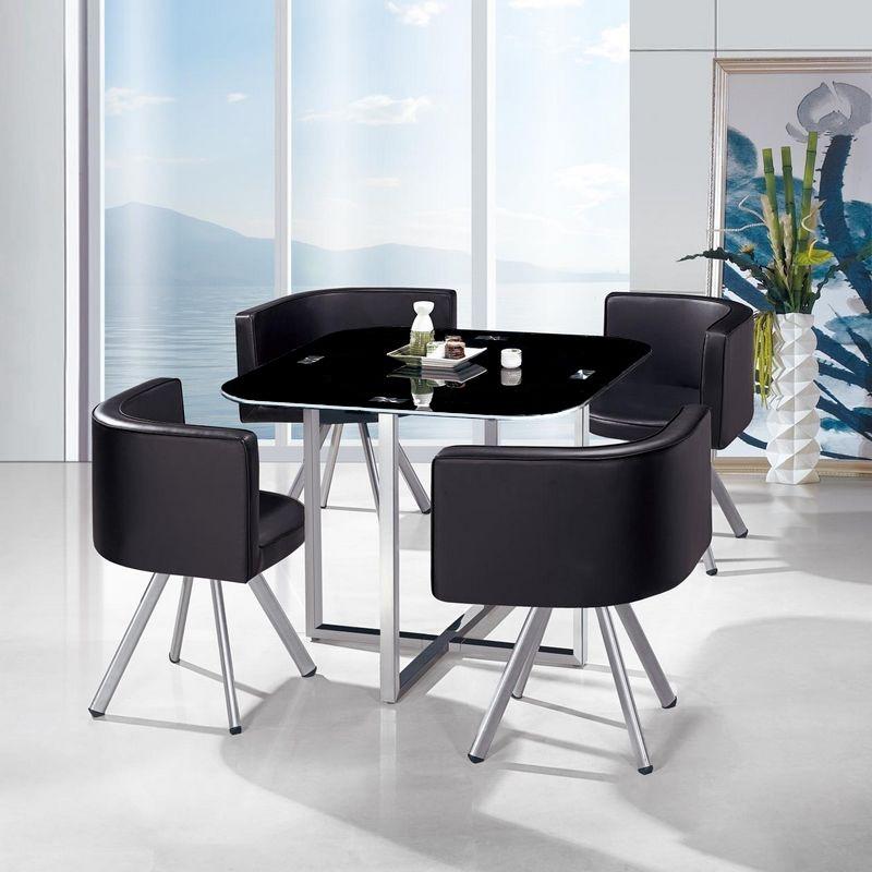 Juego De Comedor - Vidrio Templado - Mesa Y 4 Sillas - Negro en ... Juego De Comedor - Vidrio Templado - Mesa Y 4 Sillas - Negro en ...