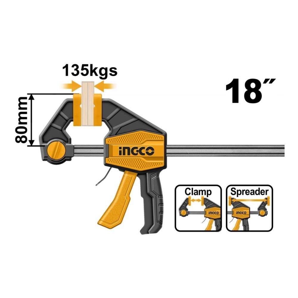  Si buscas Prensa Rapida Ruda 18 135kg Ingco Hqbc18801 puedes comprarlo con FERRETERIAFERRESERVI está en venta al mejor precio