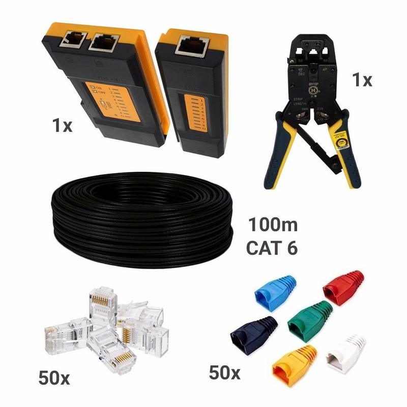  Si buscas Kit 5-1 100m Utp Cat6 Ponchadora Tester 50 Plug Rj45 50 Bota puedes comprarlo con PRODIGYCOMPUTACION está en venta al mejor precio