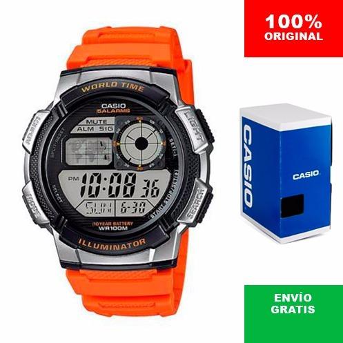  Si buscas Reloj Caballero Casio Ae1000 Naranja - Hora Mundial - Cfmx - puedes comprarlo con CFMX está en venta al mejor precio