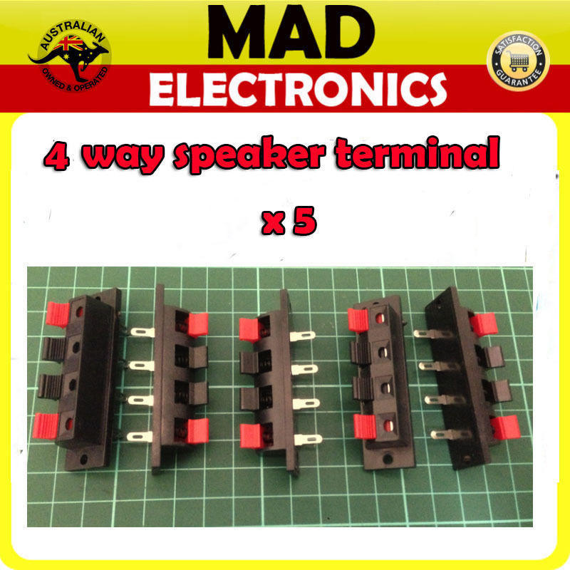 If you are looking 5 Lot x 4 Way Speaker Terminal Push Connection Spring Level Red&Black you can buy to madelectronics, It is on sale at the best price