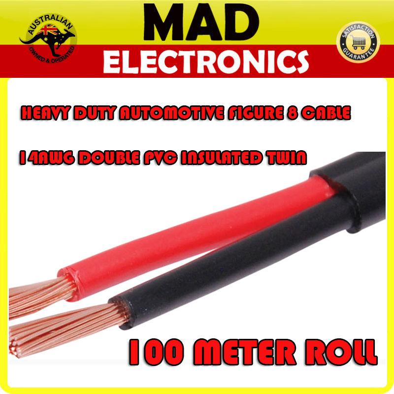 If you are looking 100M ROLL Double insulated TWIN Black Heavy Duty 14 AWG Gauge Figure 8 Cable you can buy to madelectronics, It is on sale at the best price