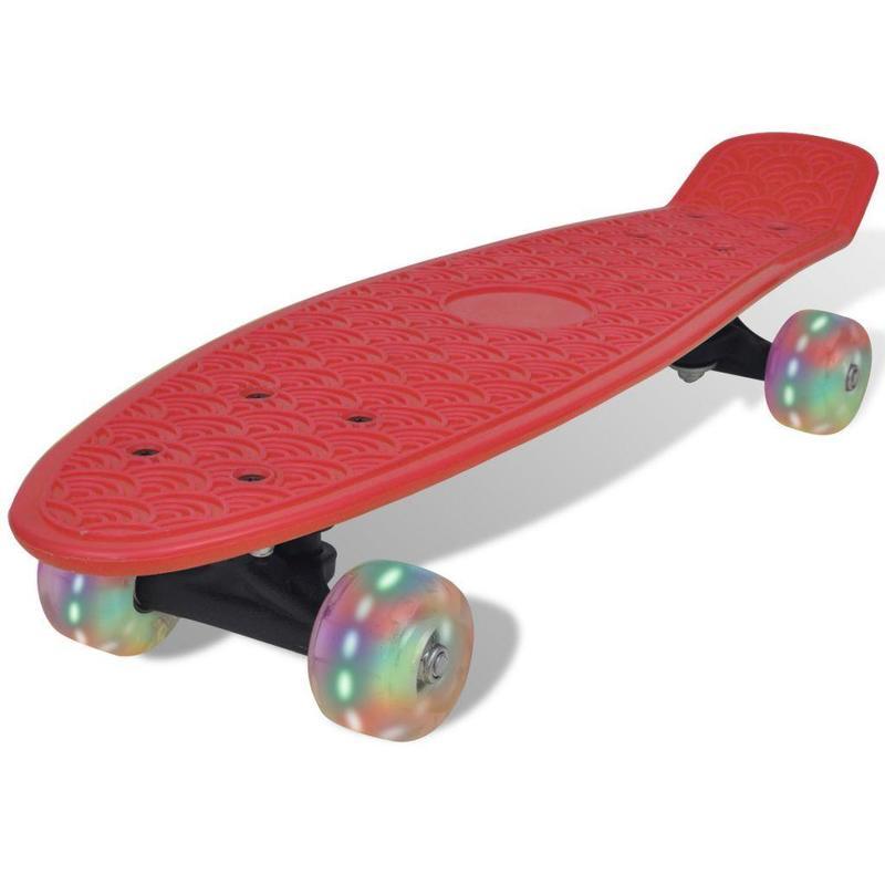 If you are looking Red Retro Skate Board Complete 56x15cm Multi Colour LED Wheels Speed Cruiser you can buy to vidaxl-au, It is on sale at the best price