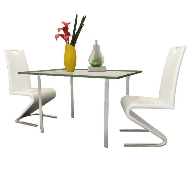 New 2 Pcs White Dining Chair Artificial Leather U Shape Foot