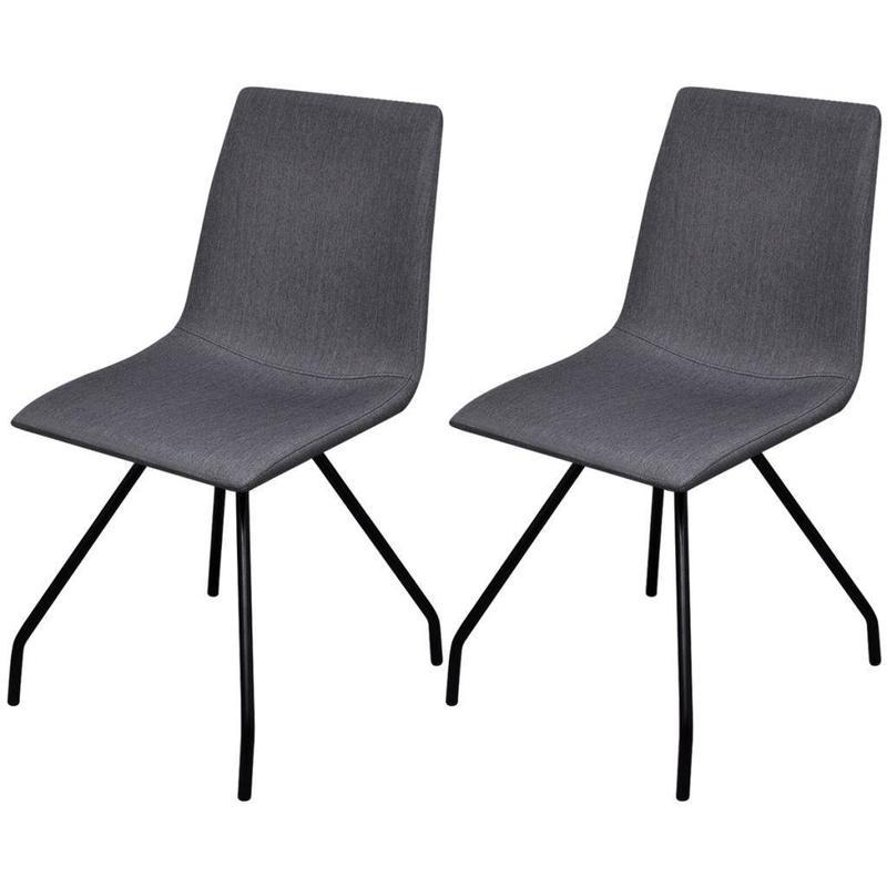 2 Fabric Dining Cafe Chair Metal Iron Legs Dark Grey Dining Room
