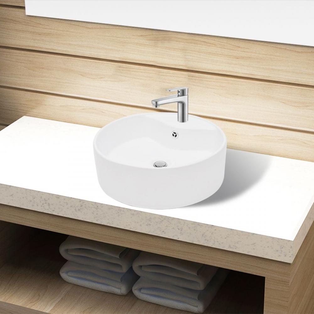If you are looking Round Ceramic Bathroom Sink Above Counter Vanity Basin Overflow White Top Bowl you can buy to vidaxl-au, It is on sale at the best price