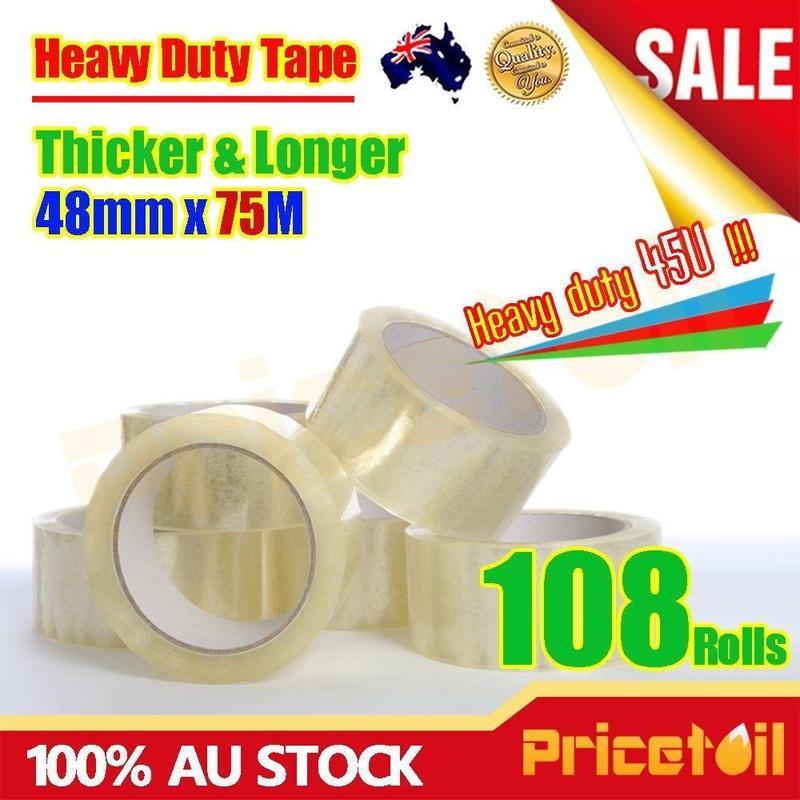 If you are looking 108 Rolls Heavy Duty Packing Packaging Sticky Sealing Tape Box Carton 75m 48mm you can buy to Pricetail, It is on sale at the best price