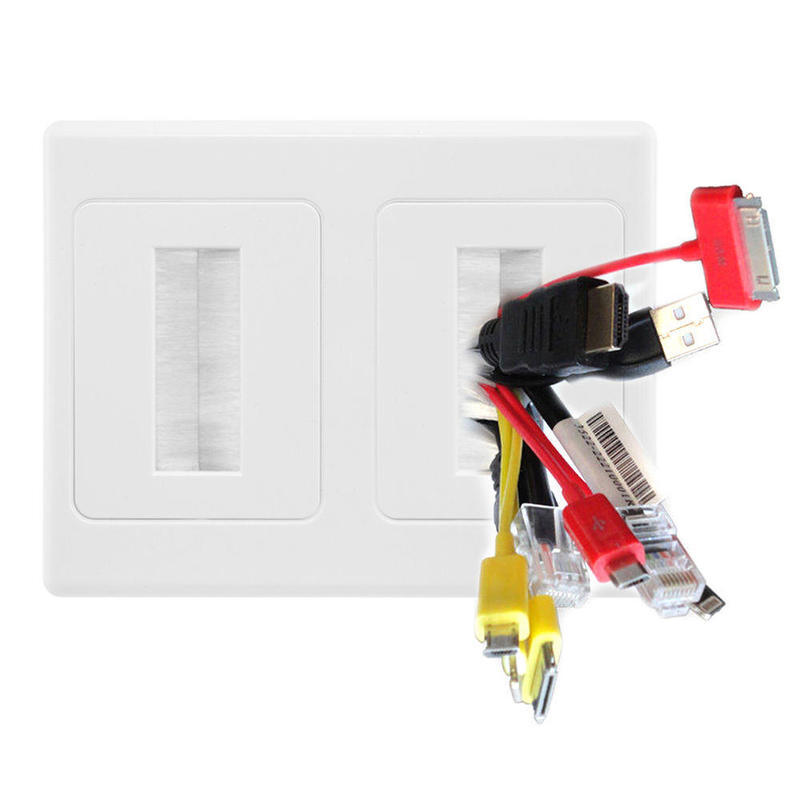 If you are looking Double Gang White Brush Wall Plate In-Wall Cable Management White you can buy to KG Electronic, It is on sale at the best price