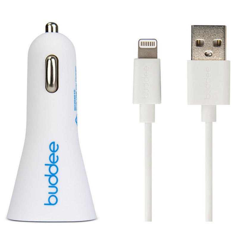 Buddee 3 1a Dual Port Usb Car Charger W 1m Lightning Usb Cable