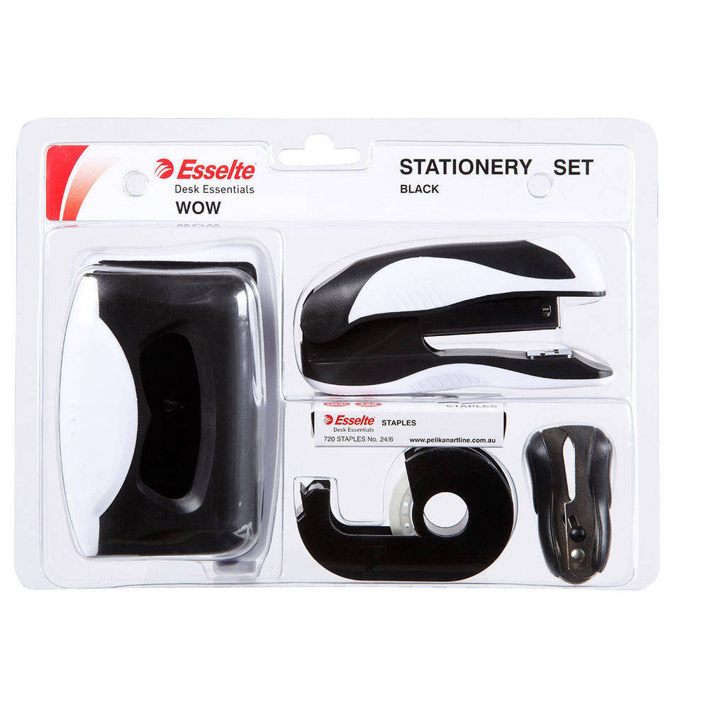 If you are looking Black Stationery/2 hole punch/sheet/24/6 staples/stapler/remover/tape dispenser you can buy to KG Electronic, It is on sale at the best price
