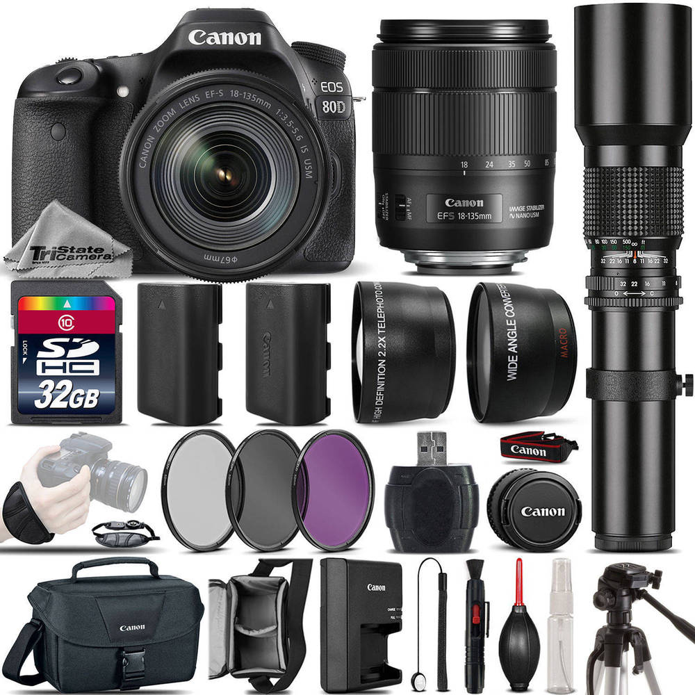 If you are looking Canon EOS 80D DSLR WiFi NFC Camera + 18-135mm USM + 500mm Telephoto - 32GB Kit you can buy to tri-state, It is on sale at the best price