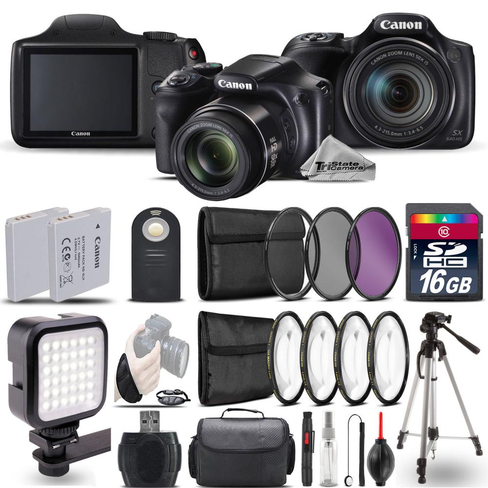 If you are looking Canon PowerShot SX540 HS Digital Camera+ LED + 7PC Filter + EXT BAT - 16GB Kit you can buy to tri-state, It is on sale at the best price