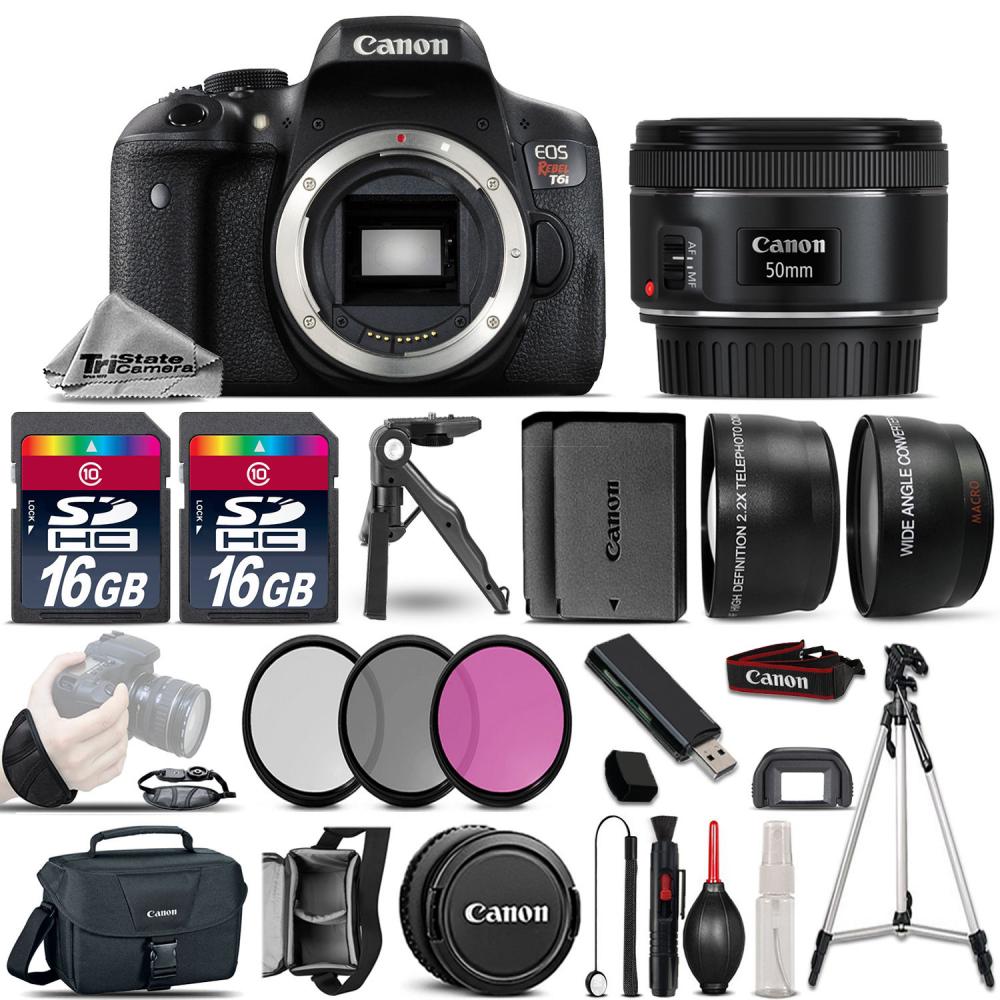 If you are looking Canon EOS Rebel T6i SLR Camera + 50mm 1.8 STM -3 Lens Kit + 32GB + Extra Battery you can buy to tri-state, It is on sale at the best price