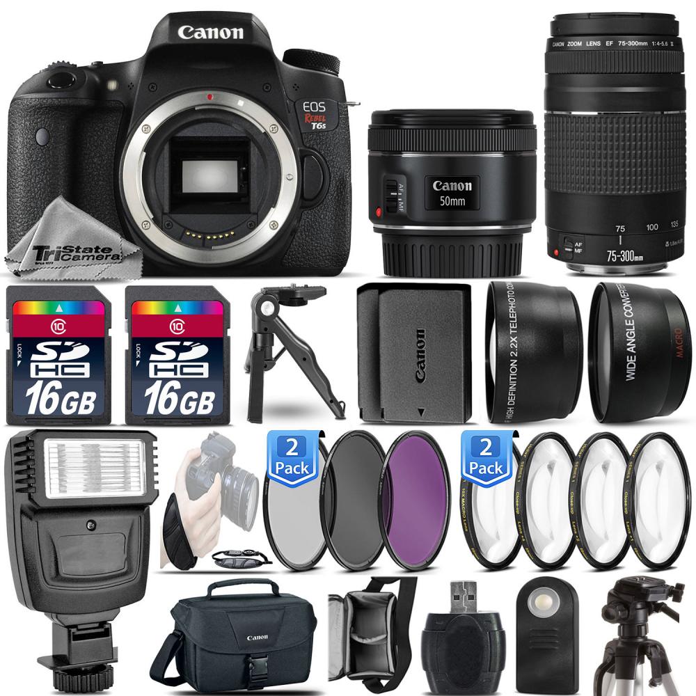 If you are looking Canon EOS Rebel T6s DSLR Camera + 50mm 1.8 STM + 75-300 III + EXT BAT - 32GB Kit you can buy to tri-state, It is on sale at the best price