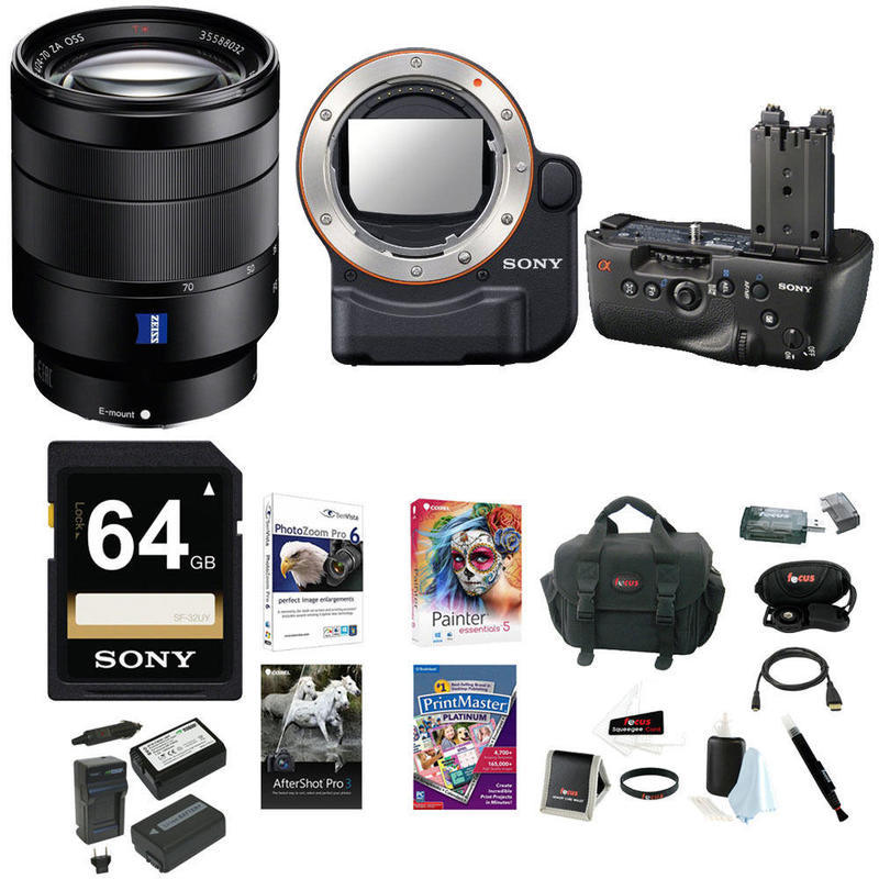 If you are looking Sony 24-70mm f/4 Zoom Lens, VGC77AM Battery Grip, LAEA4 Mount Adapter Bundle you can buy to focuscamera, It is on sale at the best price