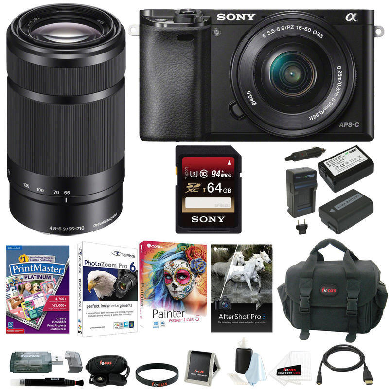 If you are looking Sony Alpha a6000 Mirrorless Camera w/ 16-50mm & E55-210mm Premium Bundle you can buy to focuscamera, It is on sale at the best price