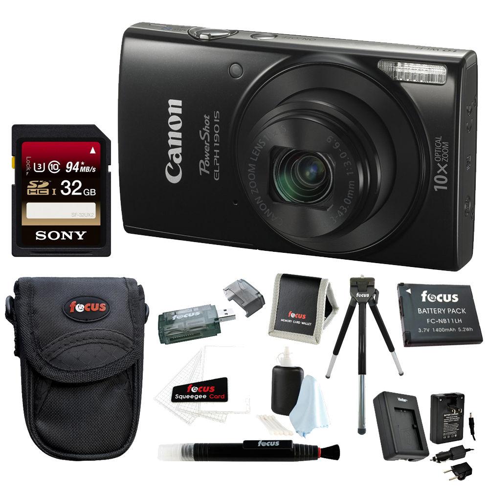 If you are looking Canon PowerShot ELPH 190 20 MP Digital Camera (Black) + 32GB Accessory Bundle you can buy to focuscamera, It is on sale at the best price