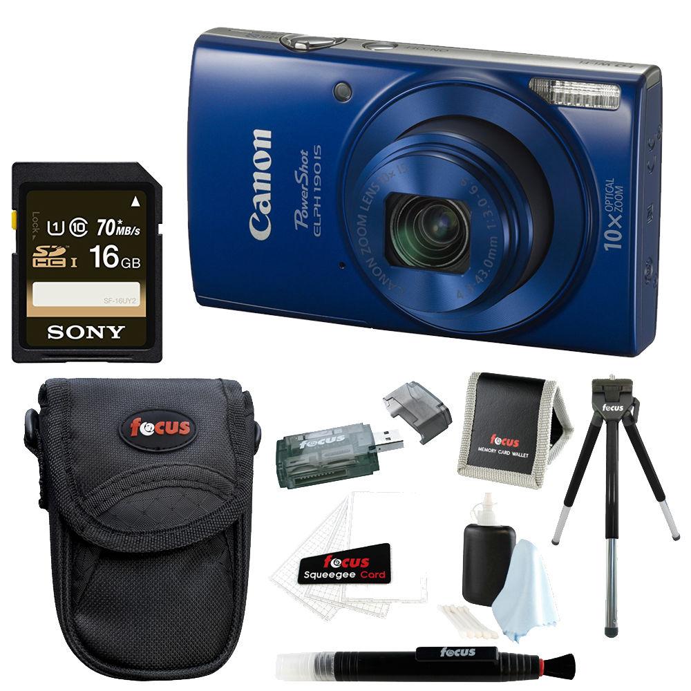 If you are looking Canon PowerShot ELPH 190 IS 20 MP Digital Camera (Blue) + 32GB Accessory Bundle you can buy to focuscamera, It is on sale at the best price