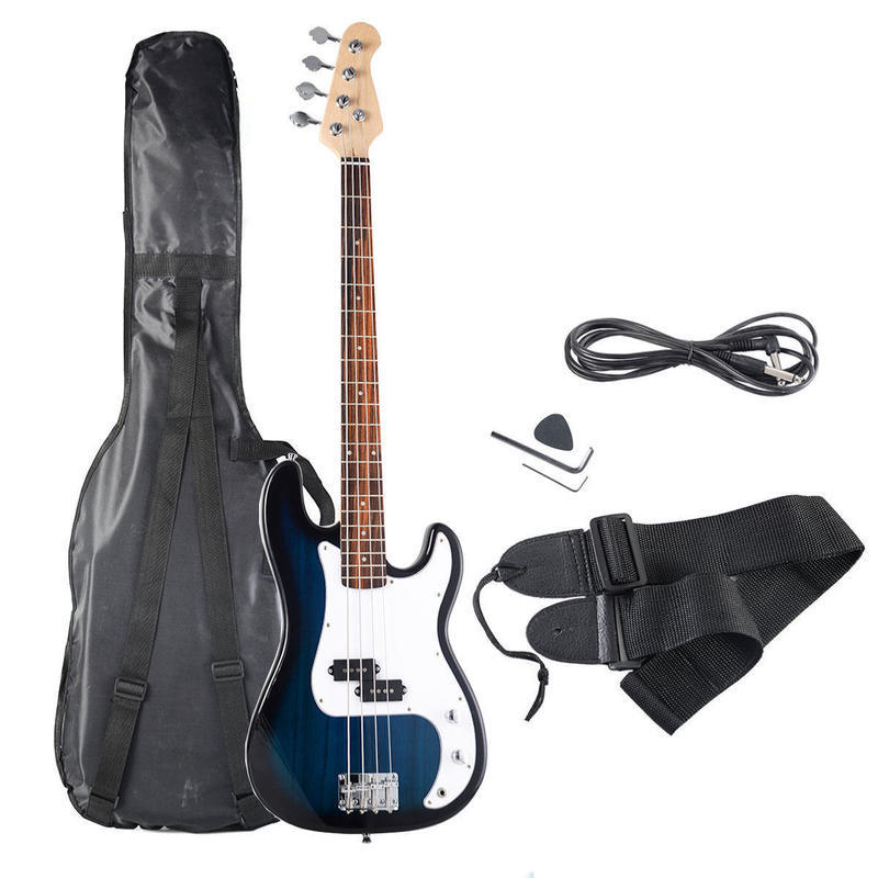 If you are looking Blue Full Size 4 String Electric Bass Guitar with Strap Guitar Bag Amp Cord New you can buy to costway, It is on sale at the best price