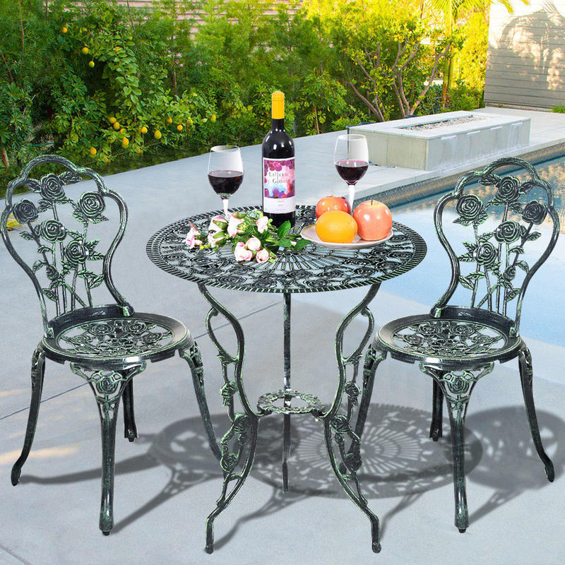 If you are looking New Patio Furniture Cast Aluminum Rose Design Bistro Set Antique Green you can buy to costway, It is on sale at the best price