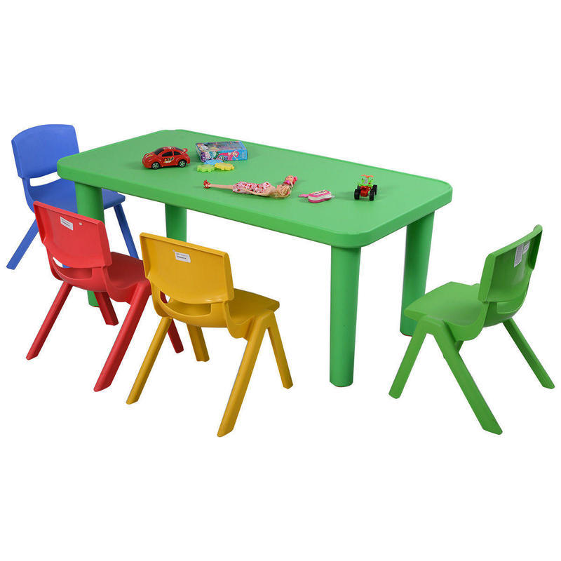 If you are looking New Kids Plastic Table and 4 Chairs Set Colorful Play School Home Fun Furniture you can buy to costway, It is on sale at the best price
