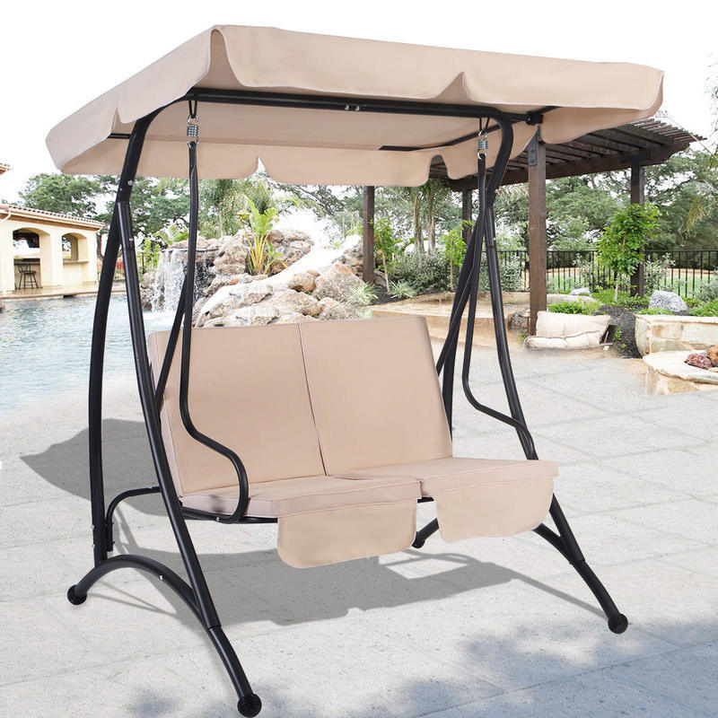 If you are looking Beige 2 Person Canopy Swing Chair Patio Hammock Seat Cushioned Furniture Steel you can buy to costway, It is on sale at the best price