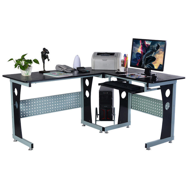 If you are looking COSTWAY Wood L-Shape Corner Computer Desk PC Table Workstation Home Office Black you can buy to costway, It is on sale at the best price