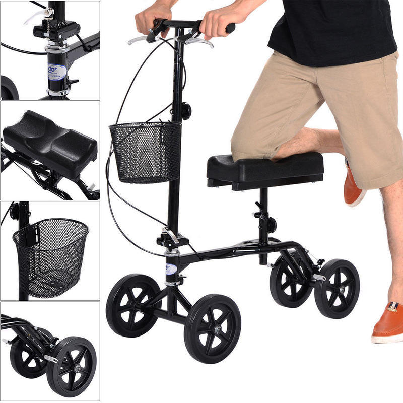 If you are looking New Steerable Foldable Knee Walker Scooter Turning Brake Basket Drive Cart Black you can buy to costway, It is on sale at the best price
