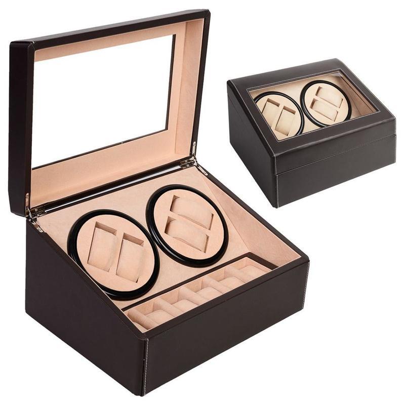 If you are looking Brown Watch Winder Storage Display Case Box 4+6 Automatic Rotate Leather Wooden you can buy to costway, It is on sale at the best price