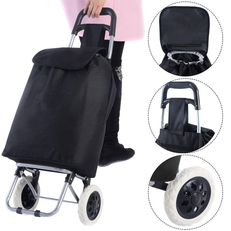 If you are looking Black Large Capacity Light Weight Wheeled Shopping Trolley Push Cart Bag New you can buy to costway, It is on sale at the best price