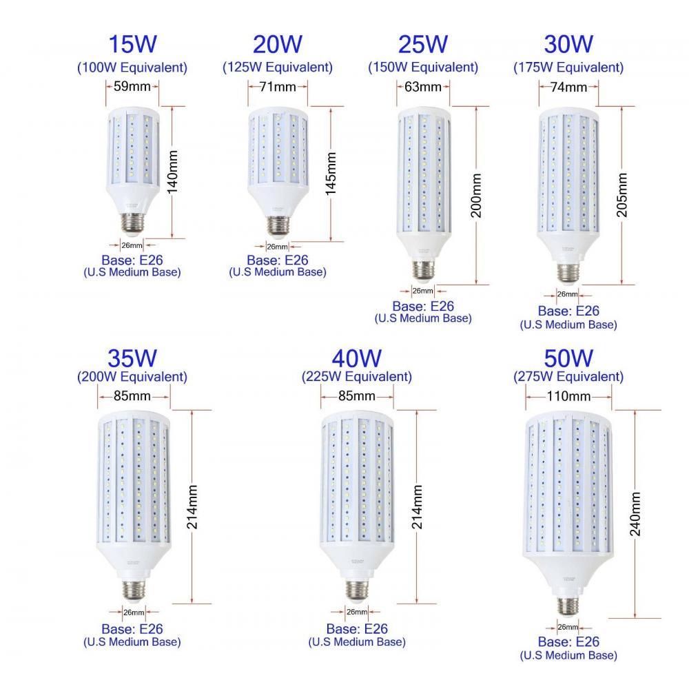 If you are looking 100W 125W 150W 175W 200W 225W 275W Equivalent E26 110V LED Corn Light Bulb Lamp you can buy to bargaincableusa, It is on sale at the best price