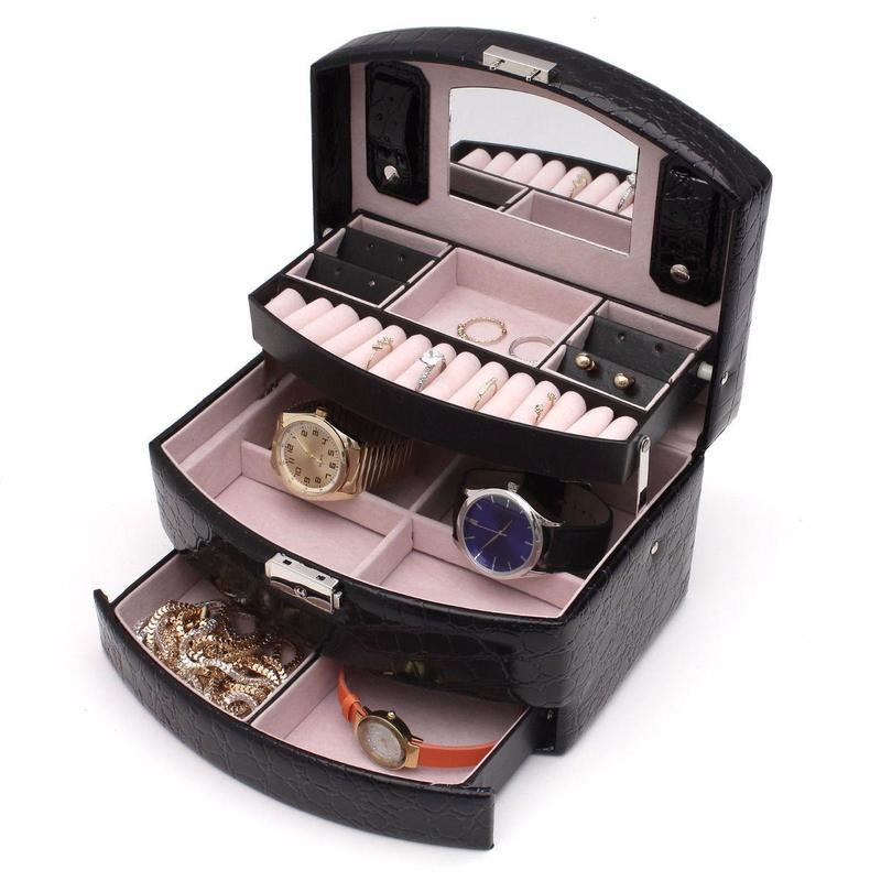 If you are looking 3 Layer 13 Ring Tier Black Leather Jewelry Watch Ring Box Case Crocodile Pattern you can buy to focusepart, It is on sale at the best price