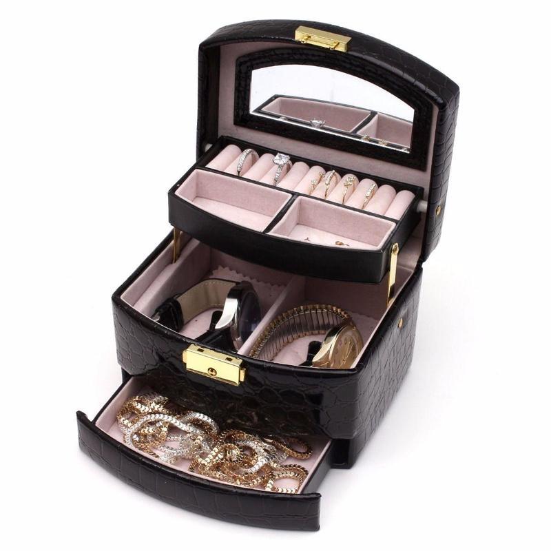 If you are looking 3 Layer 10 Ring Tier Black Leather Jewelry Watch Ring Box Case Crocodile Pattern you can buy to focusepart, It is on sale at the best price