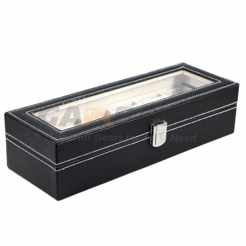If you are looking 6 Slot Watch Box Leather Display Case Organizer Top Glass Jewelry Storage Black you can buy to gamegear11, It is on sale at the best price