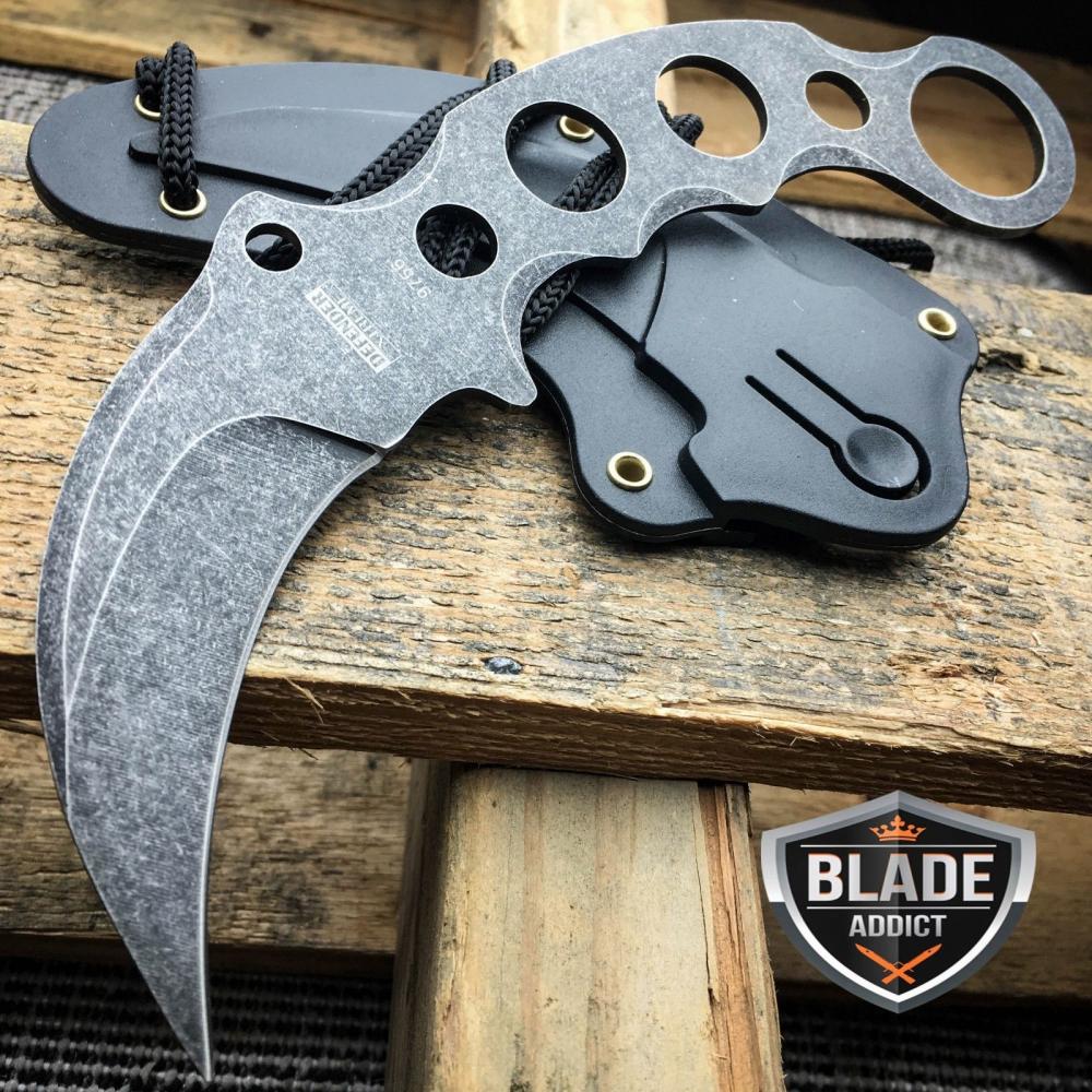 If you are looking TACTICAL STONEWASH COMBAT KARAMBIT NECK KNIFE Survival Hunting BOWIE Fixed Blade you can buy to blade_addict, It is on sale at the best price