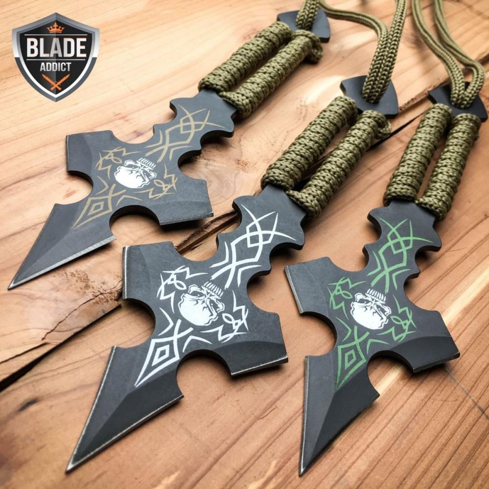 If you are looking 3PC 6.5" Ninja Tactical Skull CROSS Combat Naruto Kunai Throwing Knife Set NEW you can buy to blade_addict, It is on sale at the best price