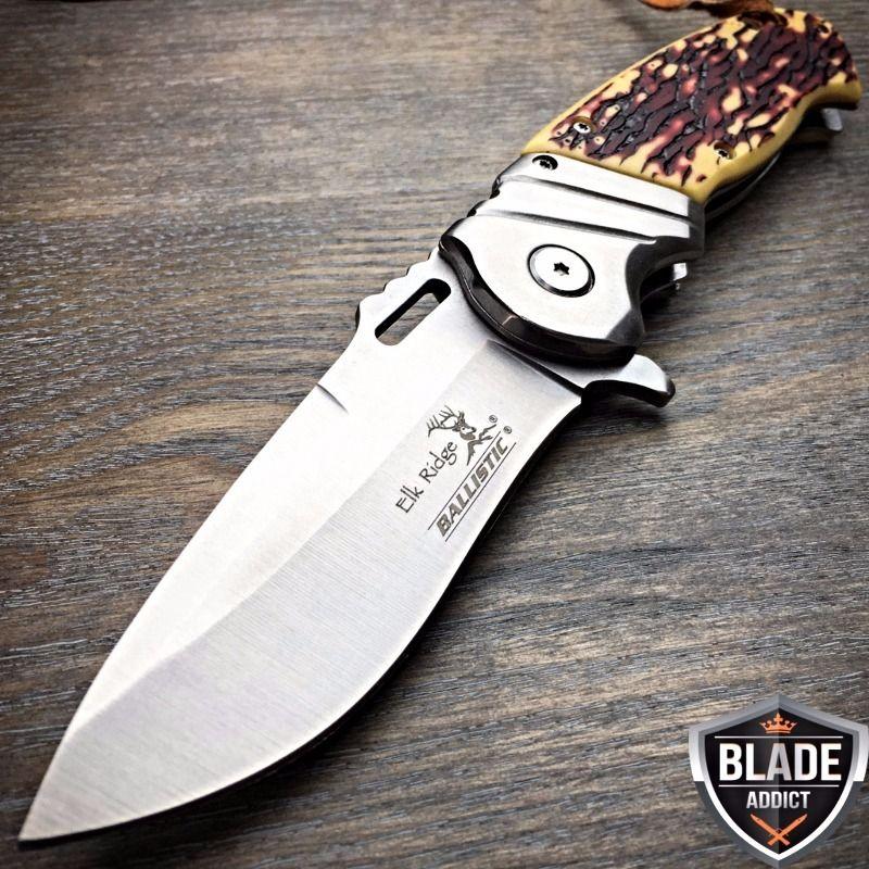 If you are looking 8.5" ELK RIDGE Bone Gentleman SPRING ASSISTED OPEN Hunting Folding POCKET KNIFE you can buy to blade_addict, It is on sale at the best price