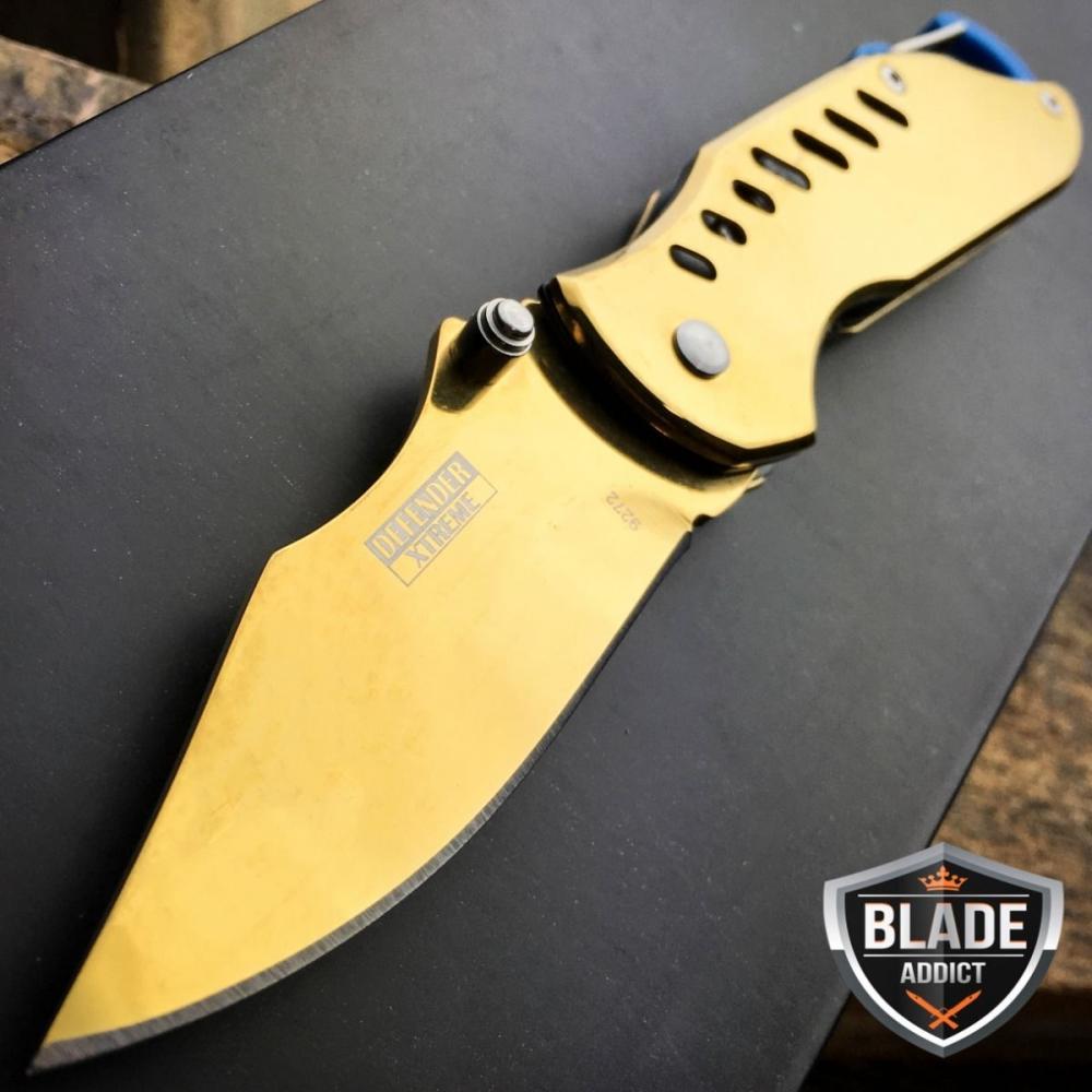 If you are looking 6.5" XTREME GOLD SPRING ASSISTED TACTICAL OPEN FOLDING POCKET KNIFE + CARABINER you can buy to blade_addict, It is on sale at the best price