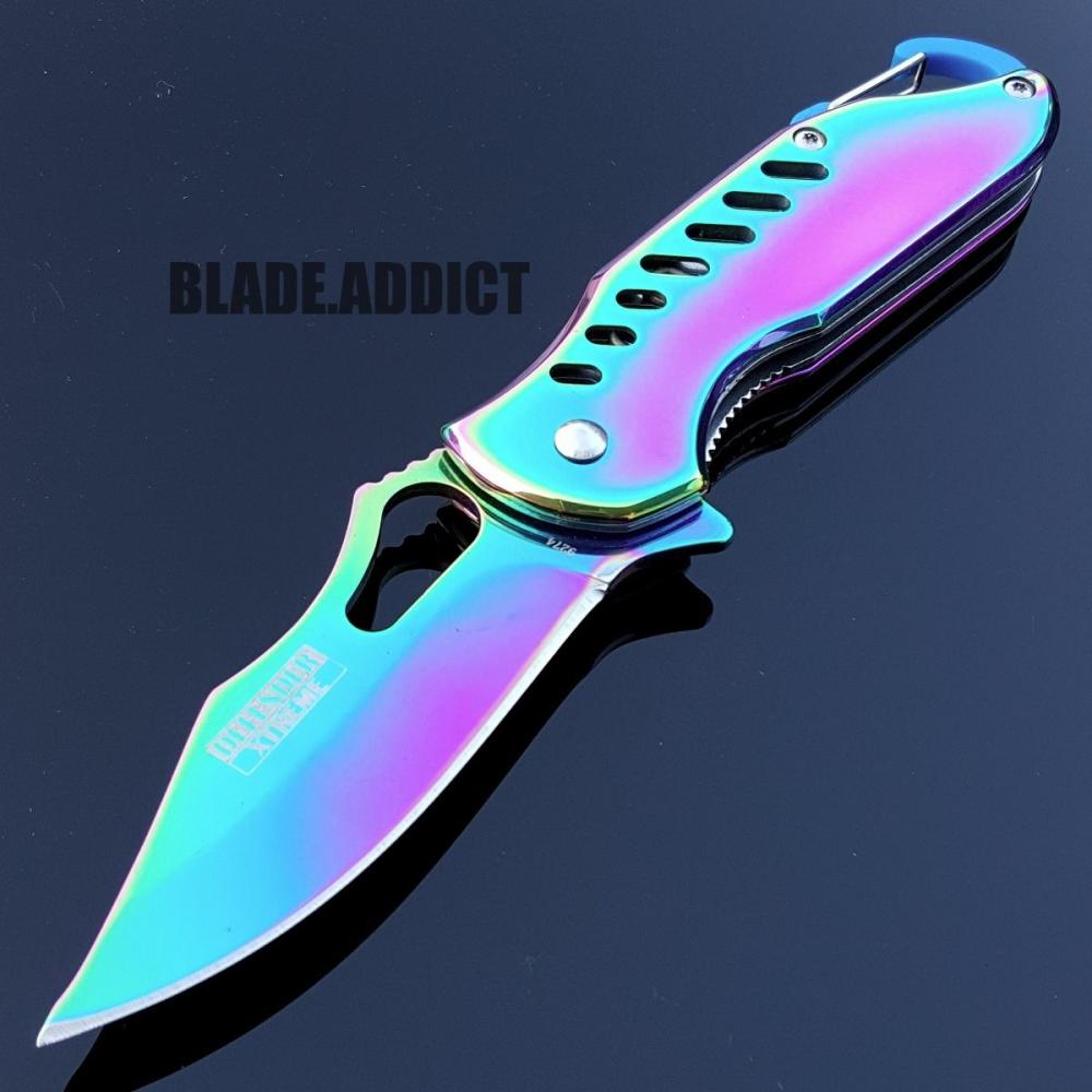 If you are looking 6.5" RAINBOW TITANIUM SPRING ASSISTED TACTICAL OPEN FOLDING POCKET KNIFE EDC you can buy to blade_addict, It is on sale at the best price