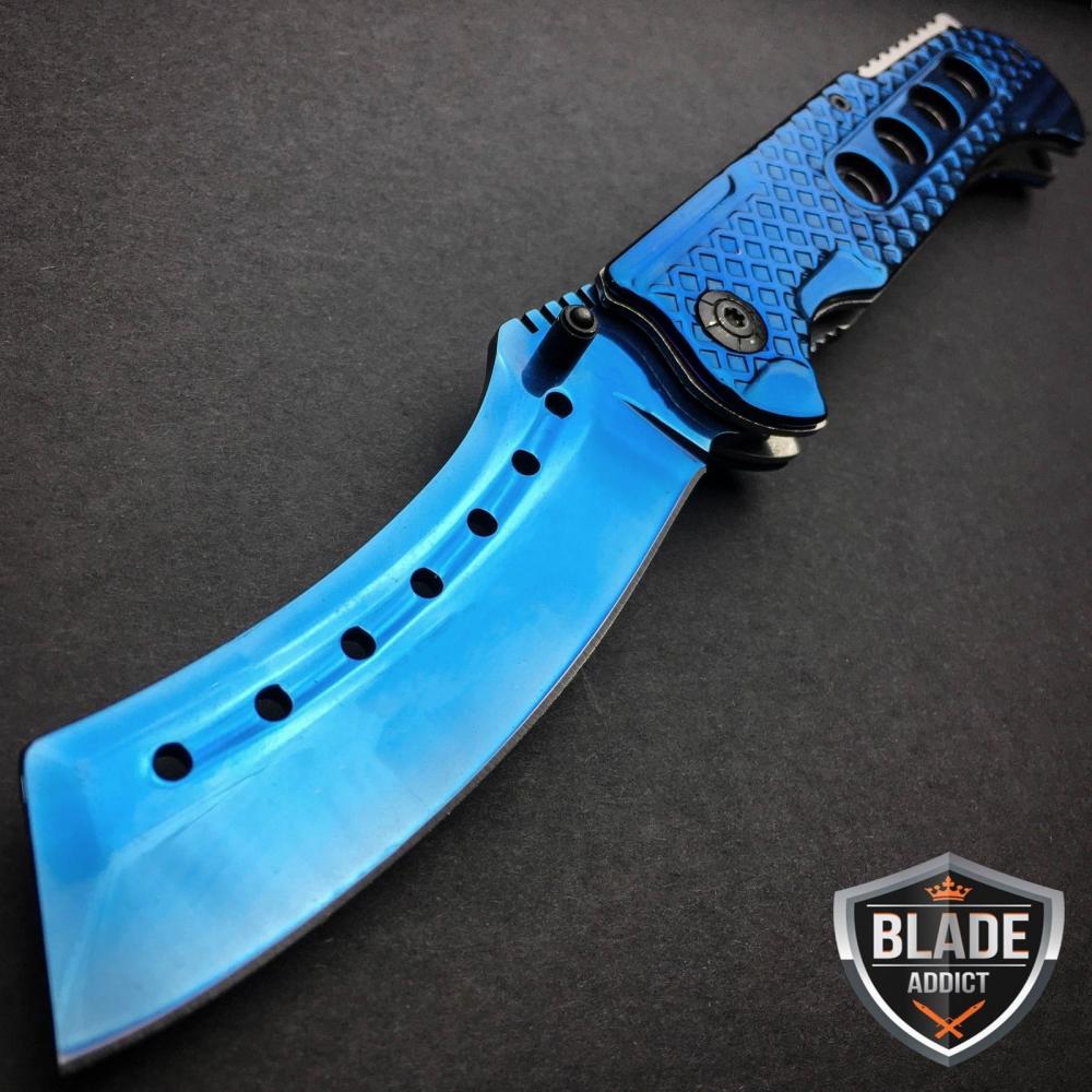 If you are looking 9" TACTICAL Razor Spring Assisted Open Folding Pocket Knife BLUE CLEAVER New you can buy to blade_addict, It is on sale at the best price