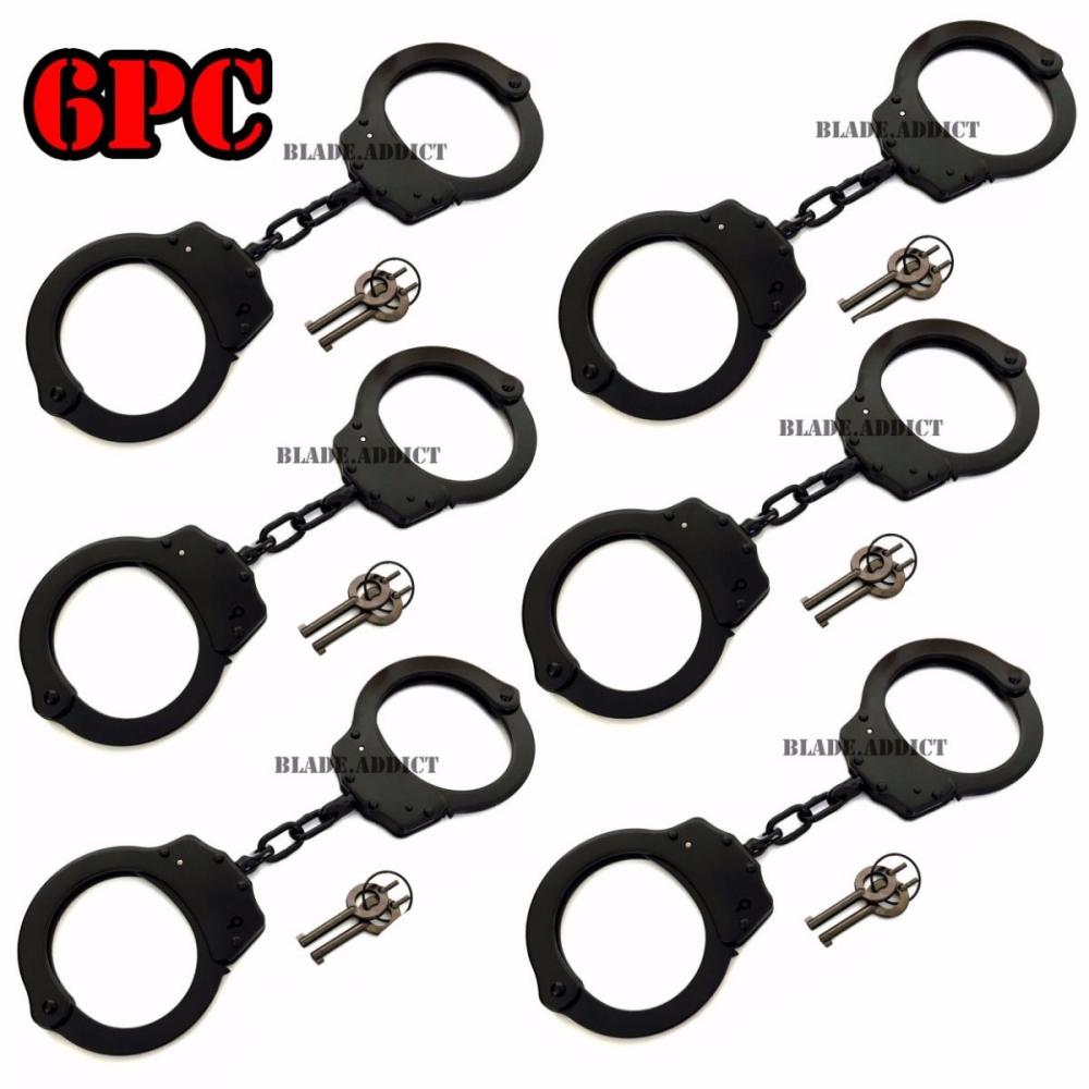 If you are looking Lot of 6 Professional Handcuffs Black Steel Police Duty Double Lock NEW Security you can buy to blade_addict, It is on sale at the best price