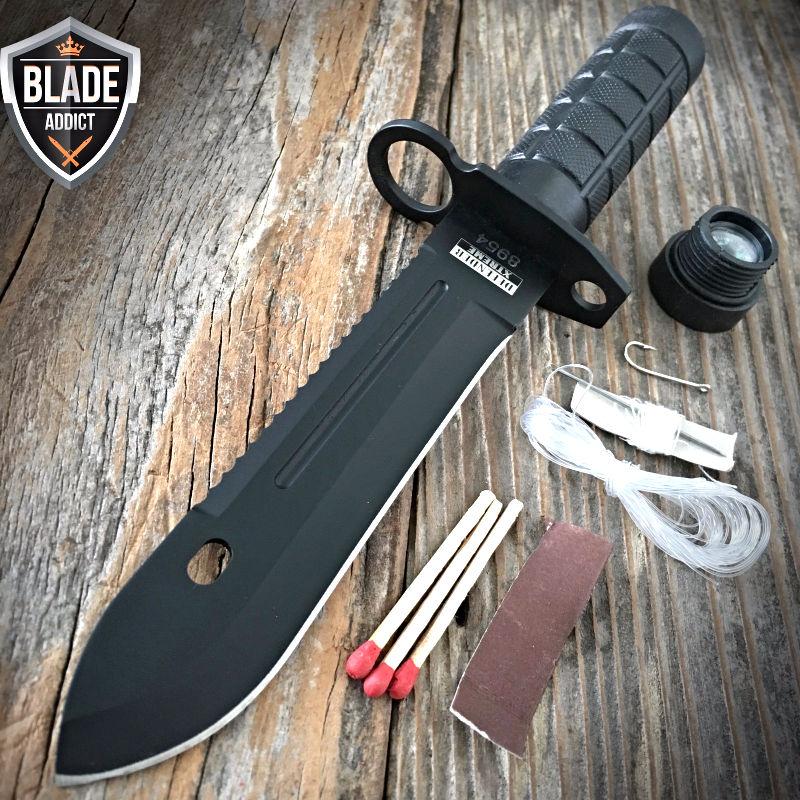 If you are looking 9" Tactical Hunting Rambo BLACK Fixed Blade Knife Military Bowie + Survival Kit you can buy to blade_addict, It is on sale at the best price