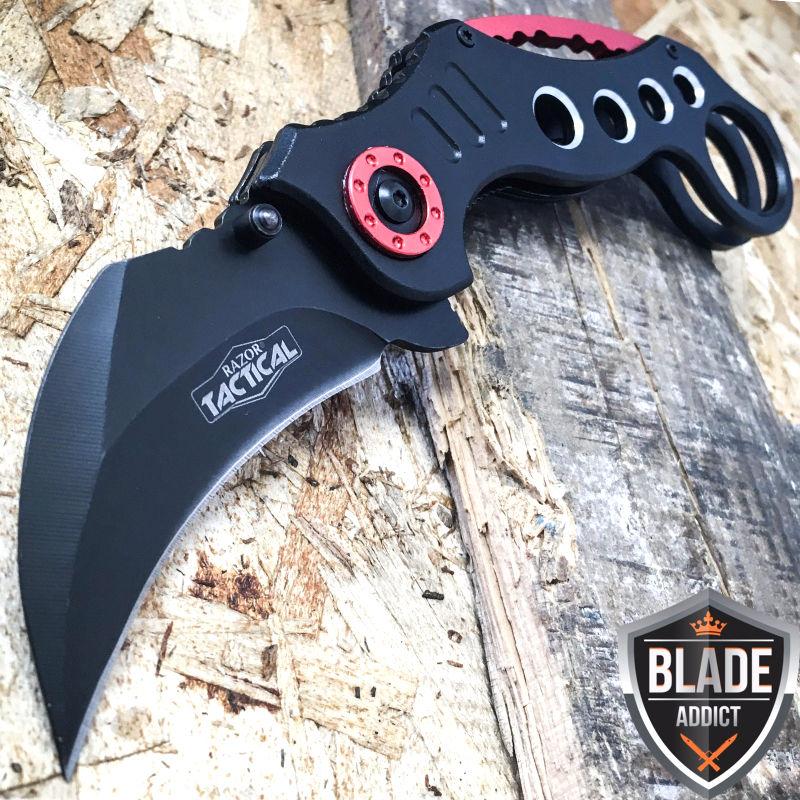 If you are looking 8" Tactical Spring Assisted Open Karambit Pocket Knife Folding Claw Combat EDC you can buy to blade_addict, It is on sale at the best price