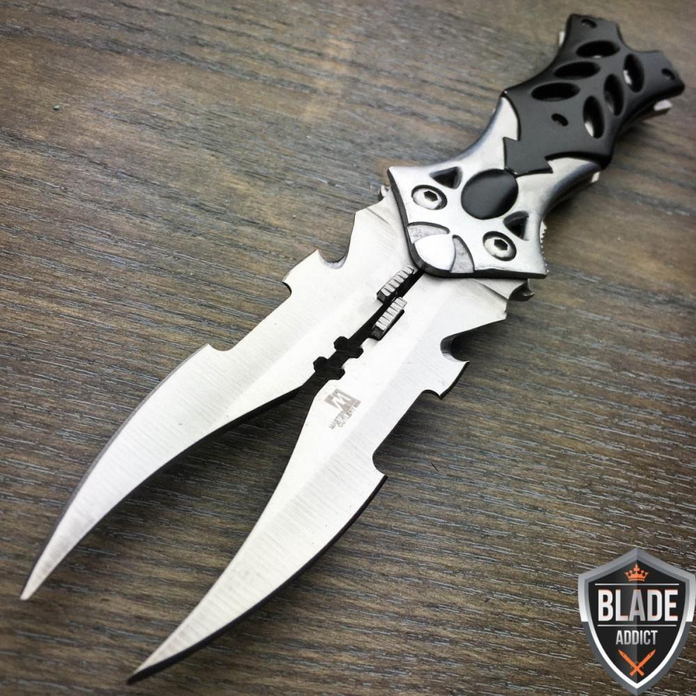 If you are looking 8.5" Dual Twin Blade Fantasy Cosplay Folding Pocket Knife Tactical Combat Dragon you can buy to blade_addict, It is on sale at the best price