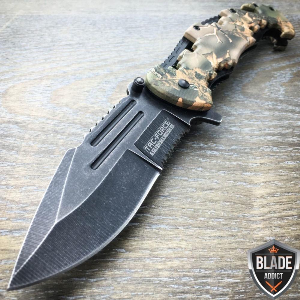 If you are looking 8" TAC FORCE Spring Assisted Opening FOREST CAMO Tactical Rescue Pocket Knife you can buy to blade_addict, It is on sale at the best price