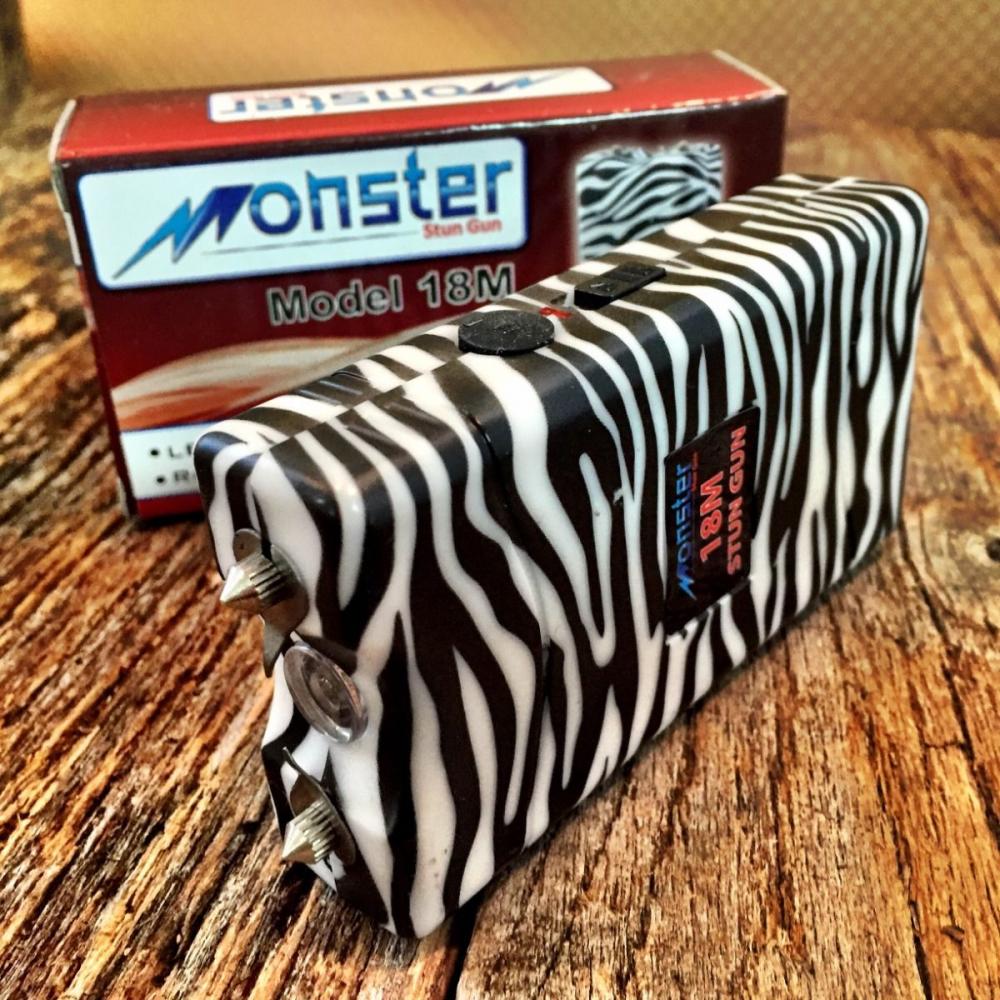 If you are looking MONSTER 18 Million Volt Stun Gun Rechargeable LED light Self Defense B&W ZEBRA you can buy to kyknives, It is on sale at the best price