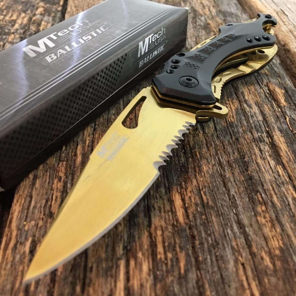 If you are looking 8" M-TECH GOLD Tactical Rescue SPRING ASSISTED OPEN Folding Pocket Knife you can buy to kyknives, It is on sale at the best price