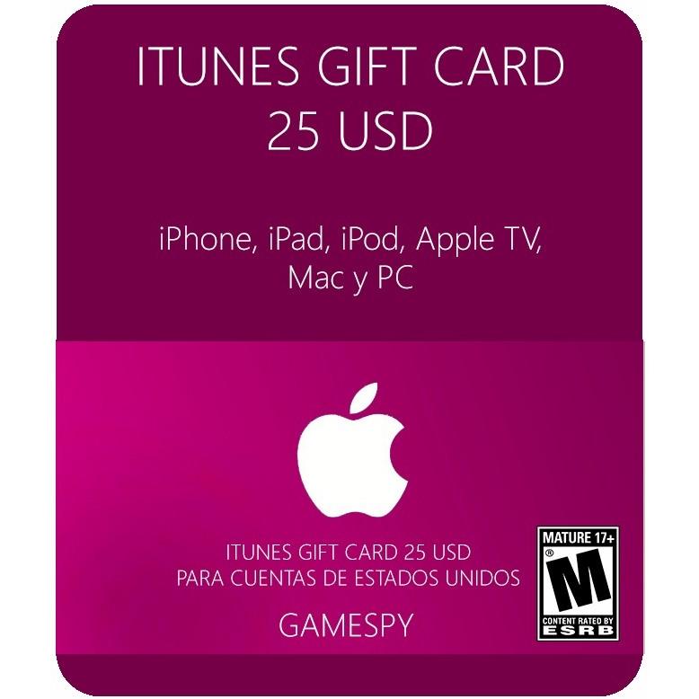 Si buscas Itunes Gift Card 25 Usd Juegos Musica Libros - Gamespy puedes comprarlo con MICROSIS_GAMES está en venta al mejor precio